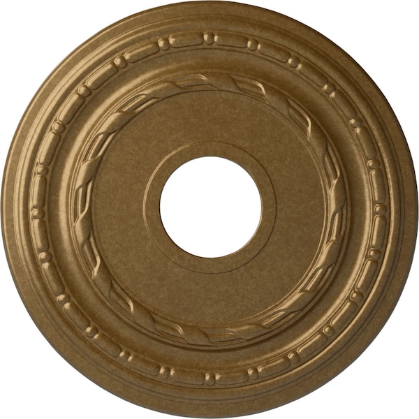 Ekena Millwork Dublin Ceiling Medallion (Fits Canopies up to 8 1/4"), 15 3/8"OD x 3 5/8"ID x 1"P, Pale Gold CM15DUPAS - main